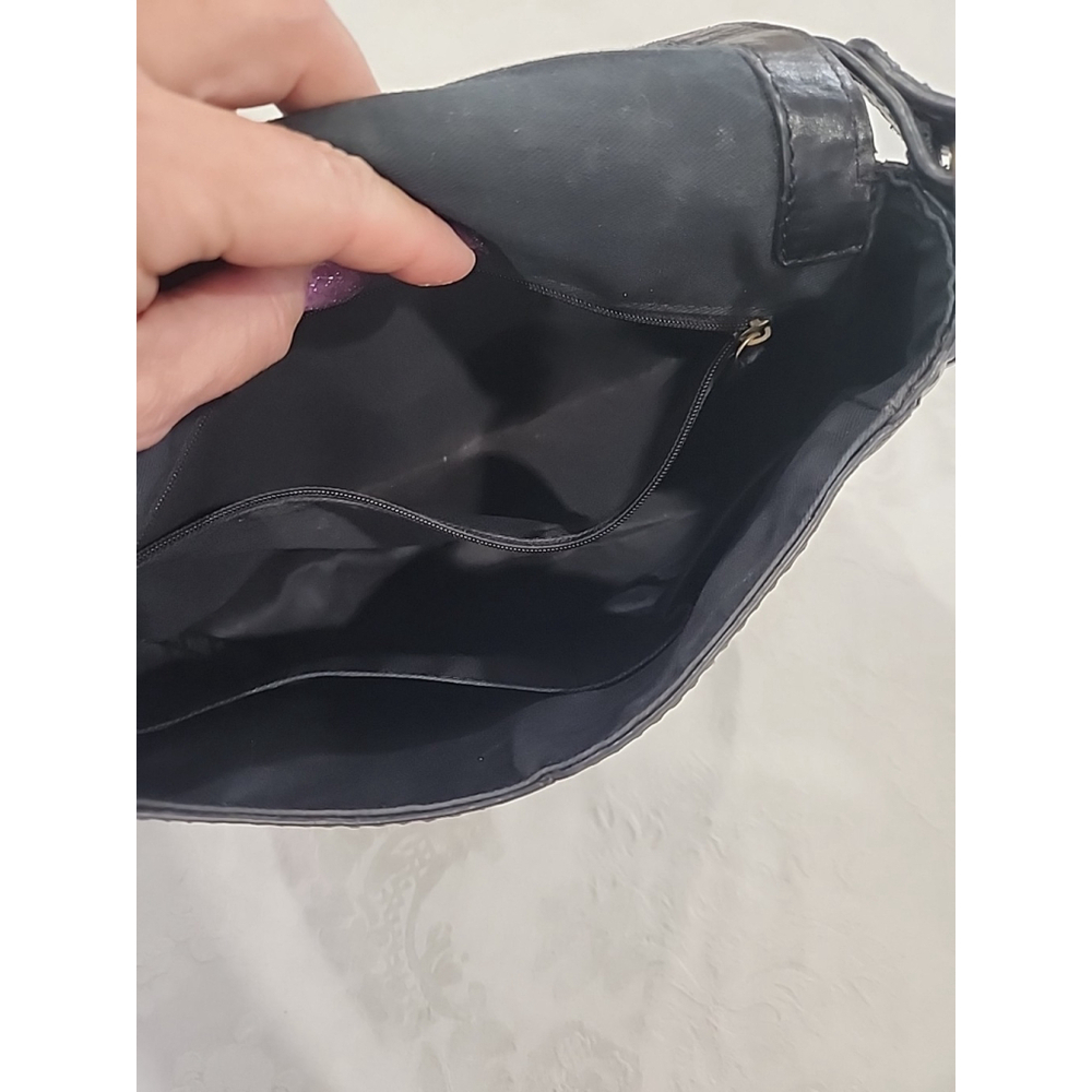 Fossil Black Calf Hair Leather Crossbody Saddle Bag - Picture 8 of 13